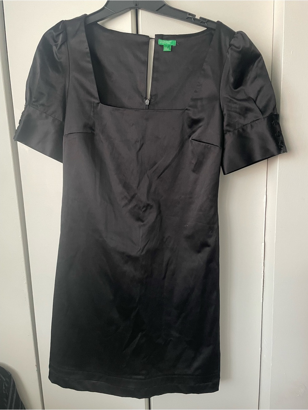 United Colors Of Benetton Black Short-Sleeve Square-Neck Dress